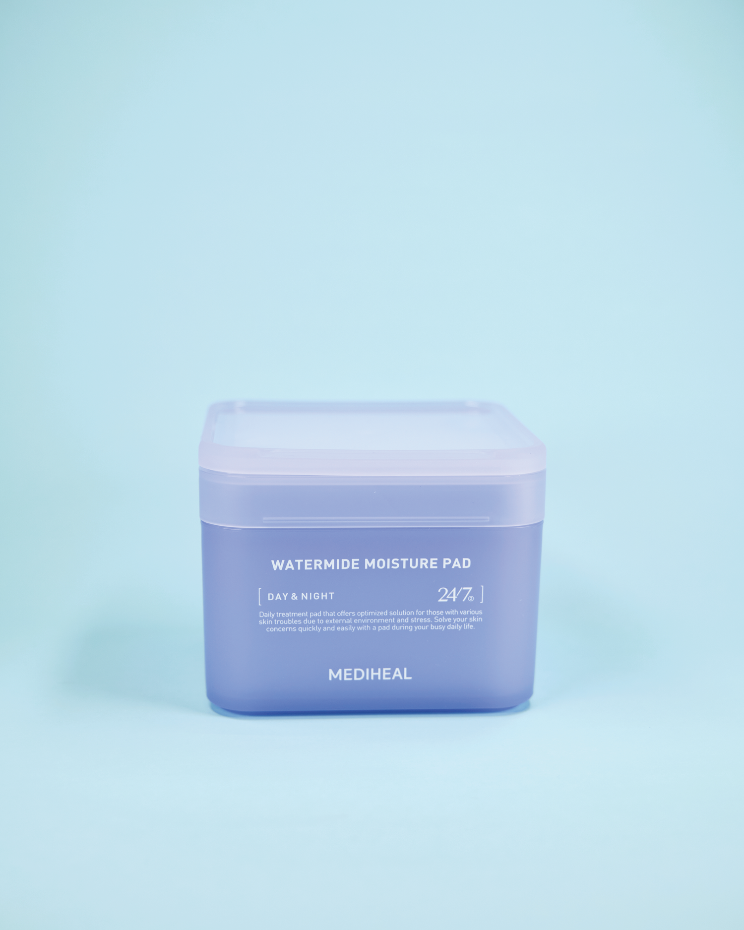 mazh i tamponëve të pambukut/pads hidratuese MEDIHEAL Watermide Moisture Pad (100 copë). Pads-at ofrojnë hidratim të thellë dhe freski të menjëhershme, rigjenerojnë barrierën me kompleksin inovativ WaterActive™ dhe ujin akullnajor islandez.